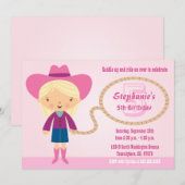 invitation d'anniversaire de la mignonne cowgirl l (Devant / Derrière)