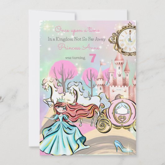 Invitation d'anniversaire de la mignonne princesse (Devant)
