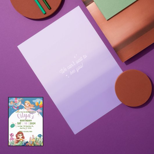 Invitation d'anniversaire de la mignonne sirène