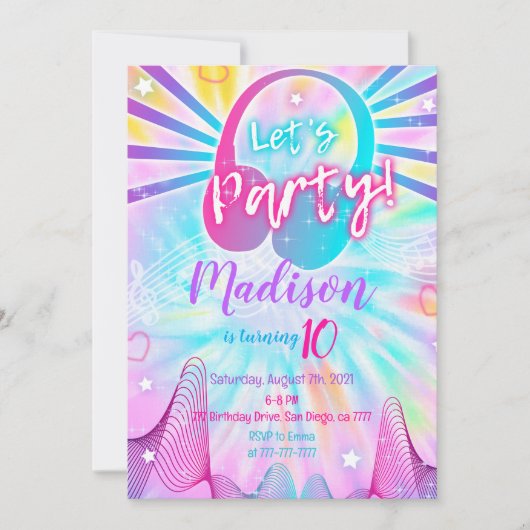 Invitation d'anniversaire de la musique (Devant)