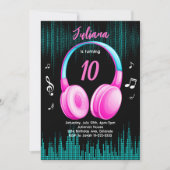 Invitation d'anniversaire de la musique rose (Devant)