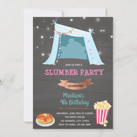 Invitation d'anniversaire de la nuit de Teepee (Devant)