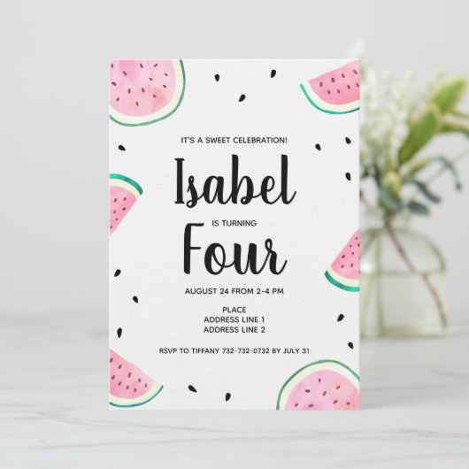 Invitation d'anniversaire de la pastèque (Debout devant)