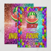 Invitation d'anniversaire de la pastèque pour enfa (Devant / Derrière)