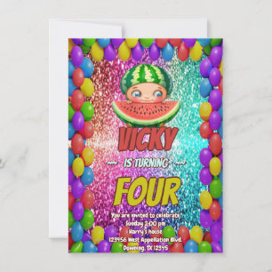 Invitation d'anniversaire de la pastèque pour enfa