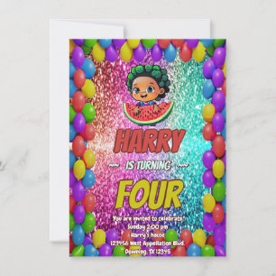 Invitation d'anniversaire de la pastèque pour enfa