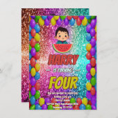Invitation d'anniversaire de la pastèque pour enfa (Devant / Derrière)