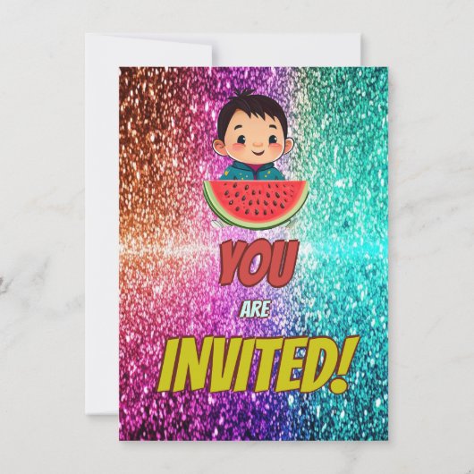 Invitation d'anniversaire de la pastèque pour enfa (Dos)