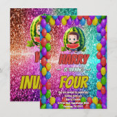 Invitation d'anniversaire de la pastèque pour enfa (Devant / Derrière)