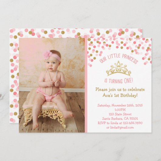 Invitation d'anniversaire de la petite princesse - (Devant / Derrière)