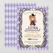 Invitation d'anniversaire de la Petite Sorcière Un (Devant / Derrière)