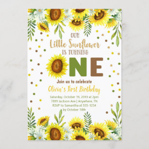 Invitation d'anniversaire de la petite tournesol G