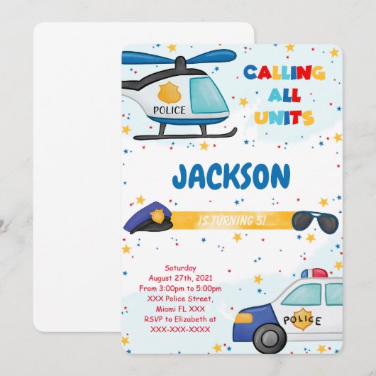 Invitation d'anniversaire de la police modifiable (Devant / Derrière)