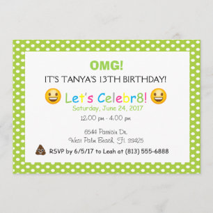 invitation d'anniversaire de la polka verte dot em