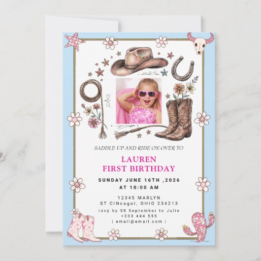 Invitation d'anniversaire de la première rodeo de (Devant)