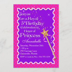 Invitation d'anniversaire de la Princess Party de 