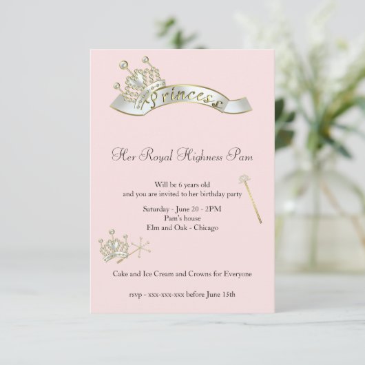 Invitation d'anniversaire de la princesse (Debout devant)