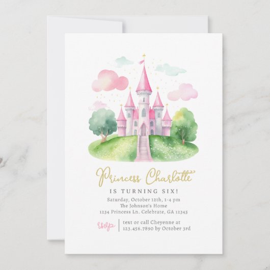 Invitation d'anniversaire de la princesse (Devant)