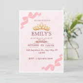 Invitation d'anniversaire de la princesse à couron (Debout devant)