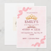 Invitation d'anniversaire de la princesse à couron (Devant / Derrière)