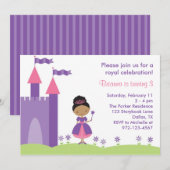 Invitation d'anniversaire de la princesse afro-amé (Devant / Derrière)