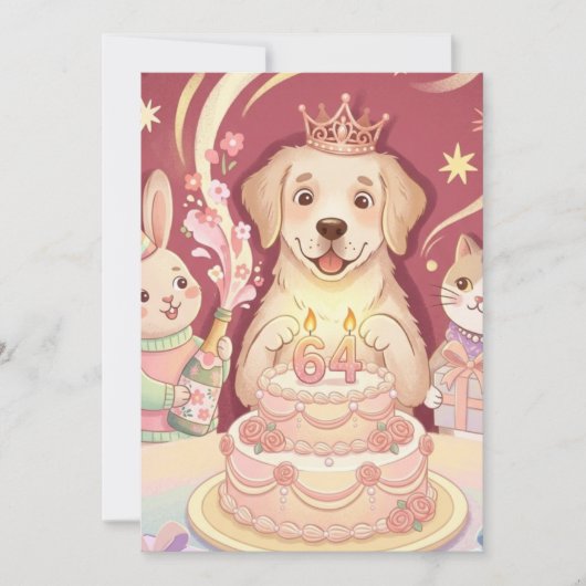 Invitation d'anniversaire de la princesse chiot mi (Devant)