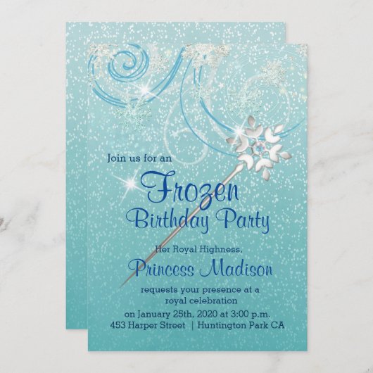 Invitation d'anniversaire de la princesse d'hiver (Devant / Derrière)