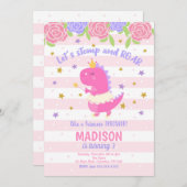 Invitation d'anniversaire de la princesse Dinosaur (Devant / Derrière)