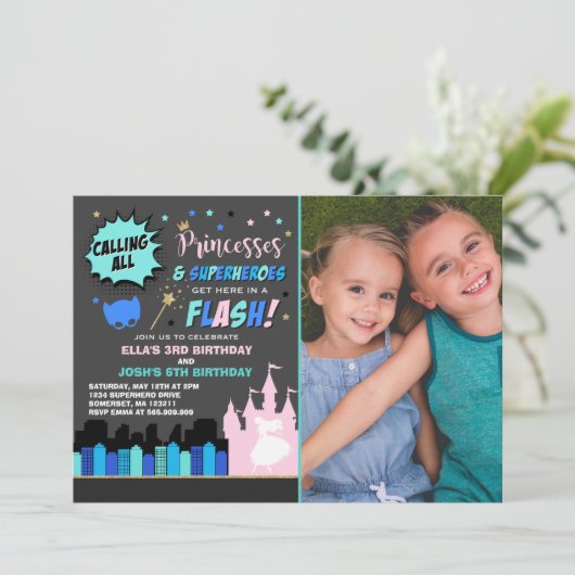 Invitation d'anniversaire de la princesse et du su (Debout devant)