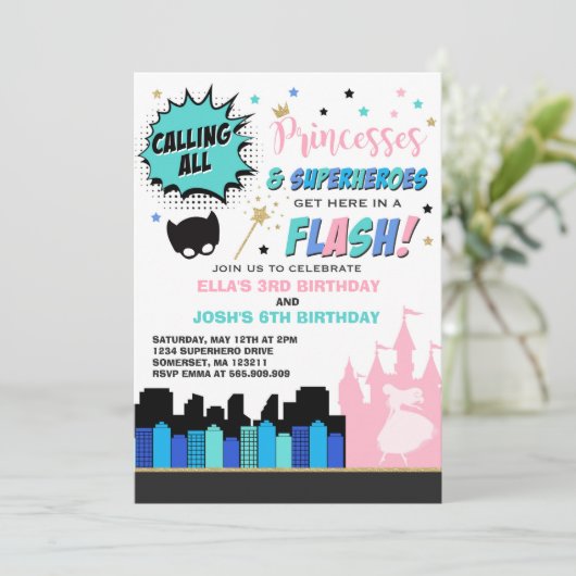 Invitation d'anniversaire de la princesse et du su (Debout devant)
