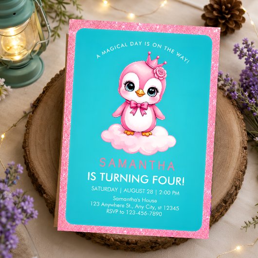 Invitation d'anniversaire de la princesse flamant 