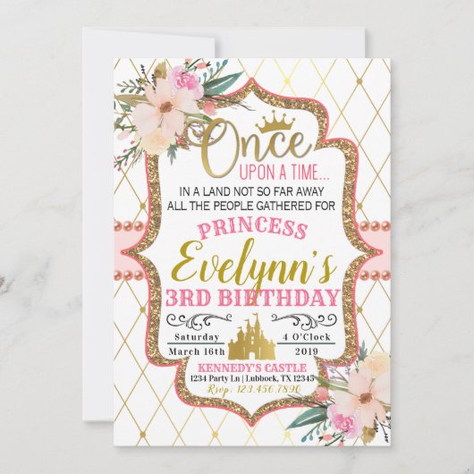 Invitation d'anniversaire de la princesse Floral G (Devant)