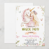 Invitation d'anniversaire de la princesse licorne (Devant / Derrière)