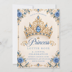 Invitation d'anniversaire de la princesse Or Bleu