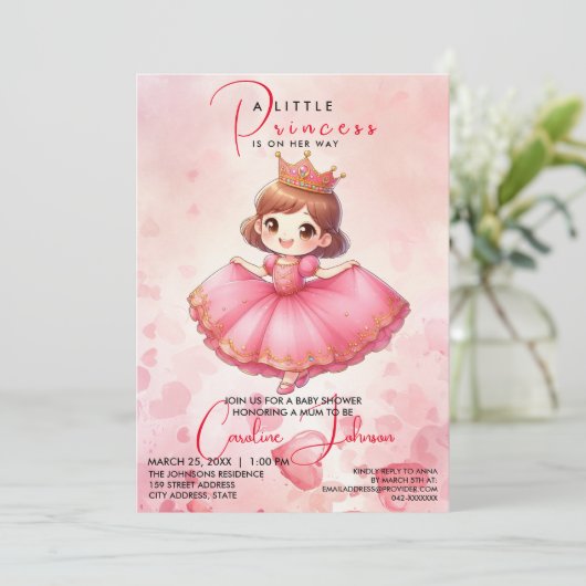 Invitation d'anniversaire de la princesse rose (Debout devant)