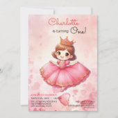 Invitation d'anniversaire de la princesse rose (Devant)