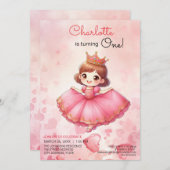 Invitation d'anniversaire de la princesse rose (Devant / Derrière)