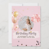 Invitation d'anniversaire de la princesse rose Con (Devant)