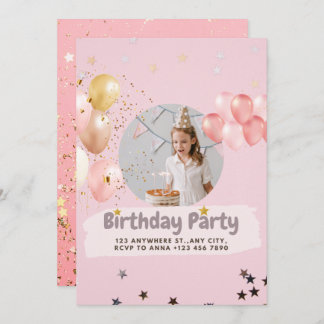 Invitation d'anniversaire de la princesse rose Con