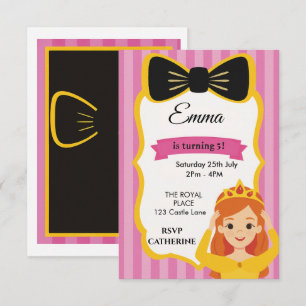 Invitation d'anniversaire de la princesse rose z