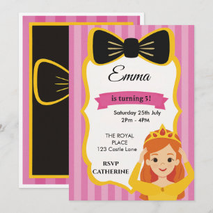Invitation d'anniversaire de la princesse rose   z
