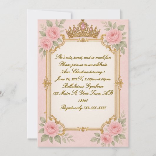 Invitation d'anniversaire de la princesse royale (Devant)