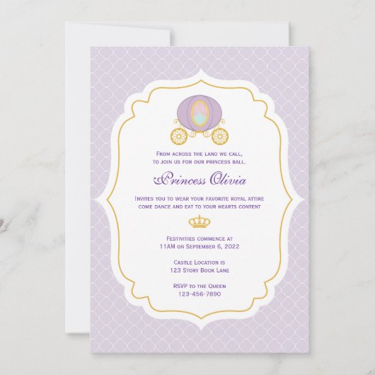 Invitation d'anniversaire de la Princesse Violette (Devant)