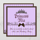 Invitation d'anniversaire de la princesse violette (Devant / Derrière)