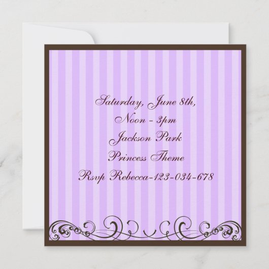Invitation d'anniversaire de la princesse violette (Dos)