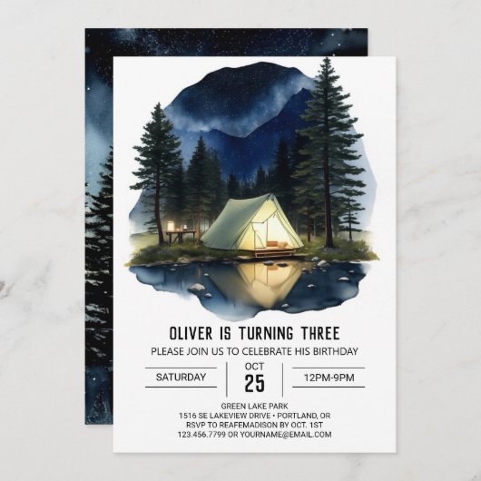 Invitation d'anniversaire de la quête forestière d (Devant / Derrière)