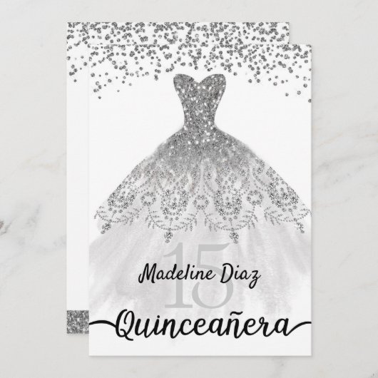 Invitation d'anniversaire de la Quinceanera d'arge (Devant / Derrière)