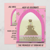 Invitation d'anniversaire de la Reine de château (Devant / Derrière)