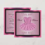 Invitation d'anniversaire de la robe de fête rose (Devant / Derrière)