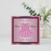 Invitation d'anniversaire de la robe de fête rose (Debout devant)